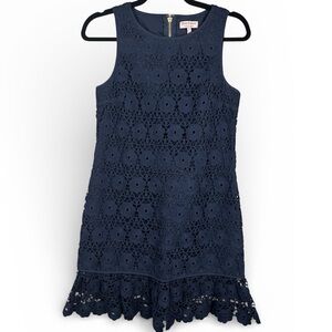 Juicy Couture Women Navy Blue Size 2 Lace Dress Cotton Preppy Business Casual